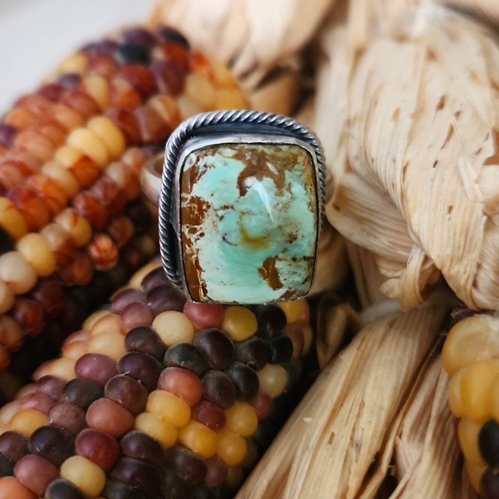Rare NWOT Native American Navajo  Australian Variscite & Sterling Ring 💍 💚